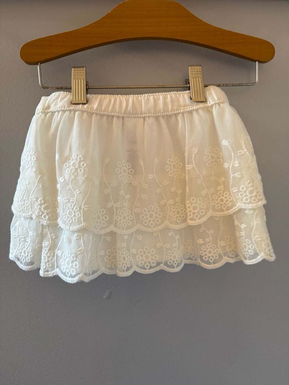 Carter's Baby Girls Double Layer Tiered Floral Lace Skirt in Ivory, 18 Months